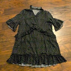 Black Polka Dot Ruffle Dress - XXL